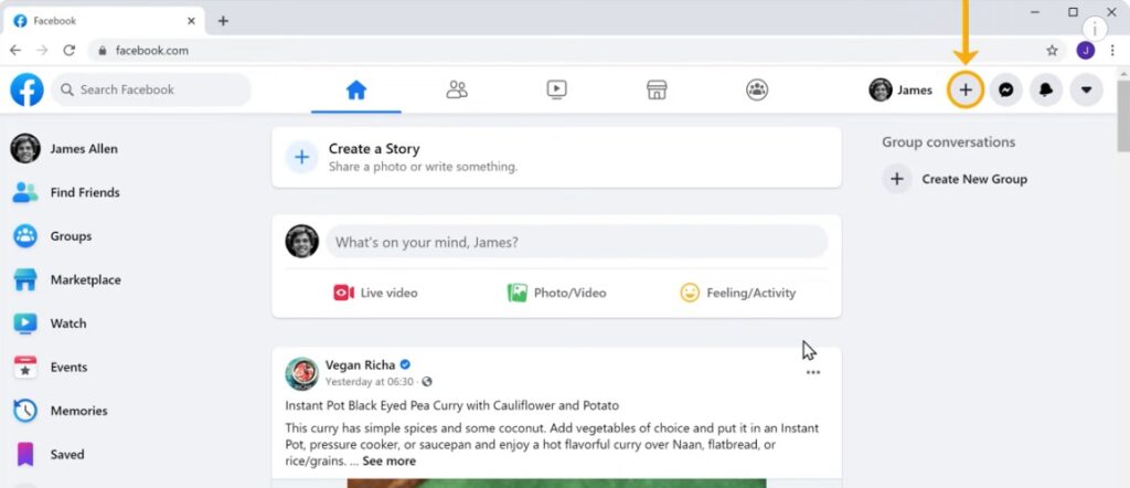 create Facebook business page and account