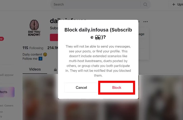 how to block someone on TikTok
