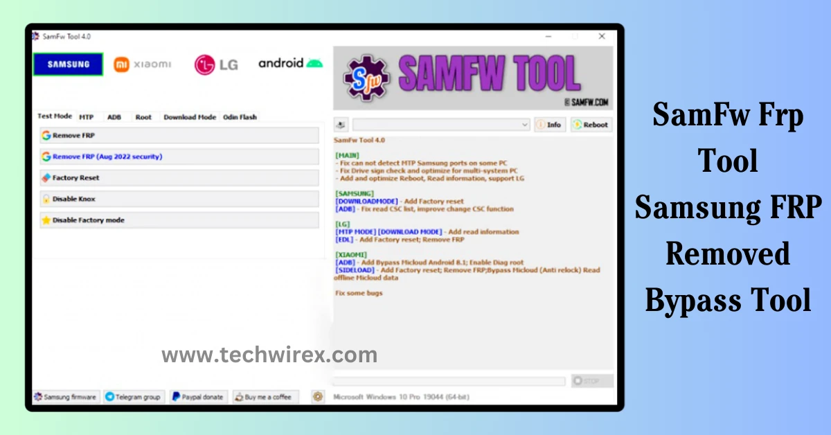 Latest Version SamFw Frp Tool Samsung FRP Removed Bypass Tool Free Download